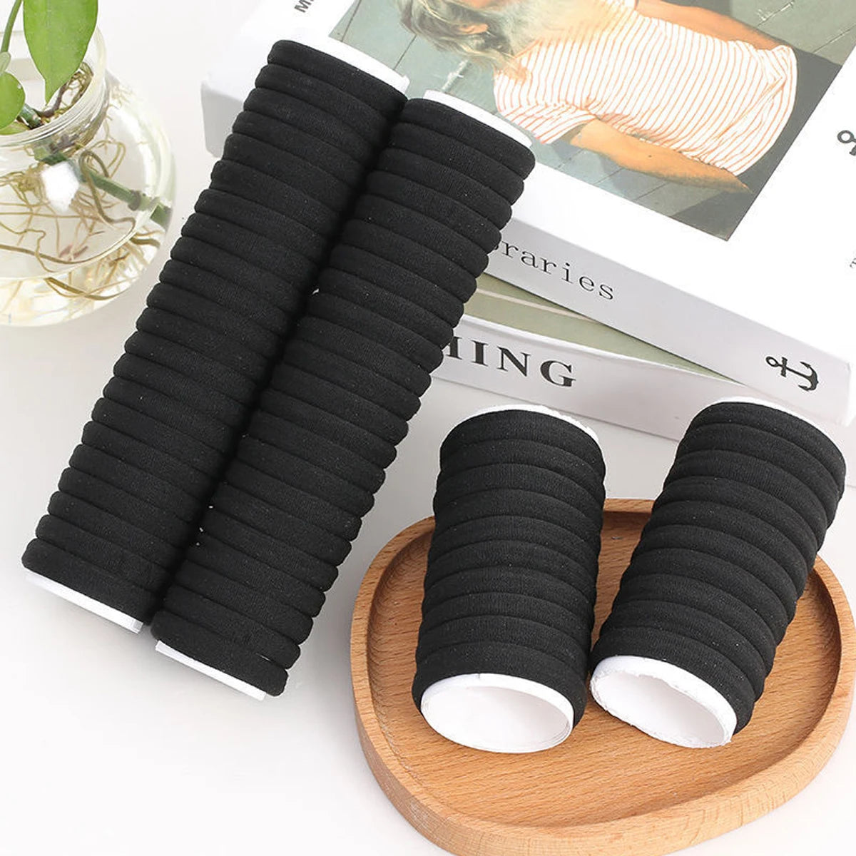 Black Hair Bands High Elastic Strong Hold 100pcs Pack - Smarsty