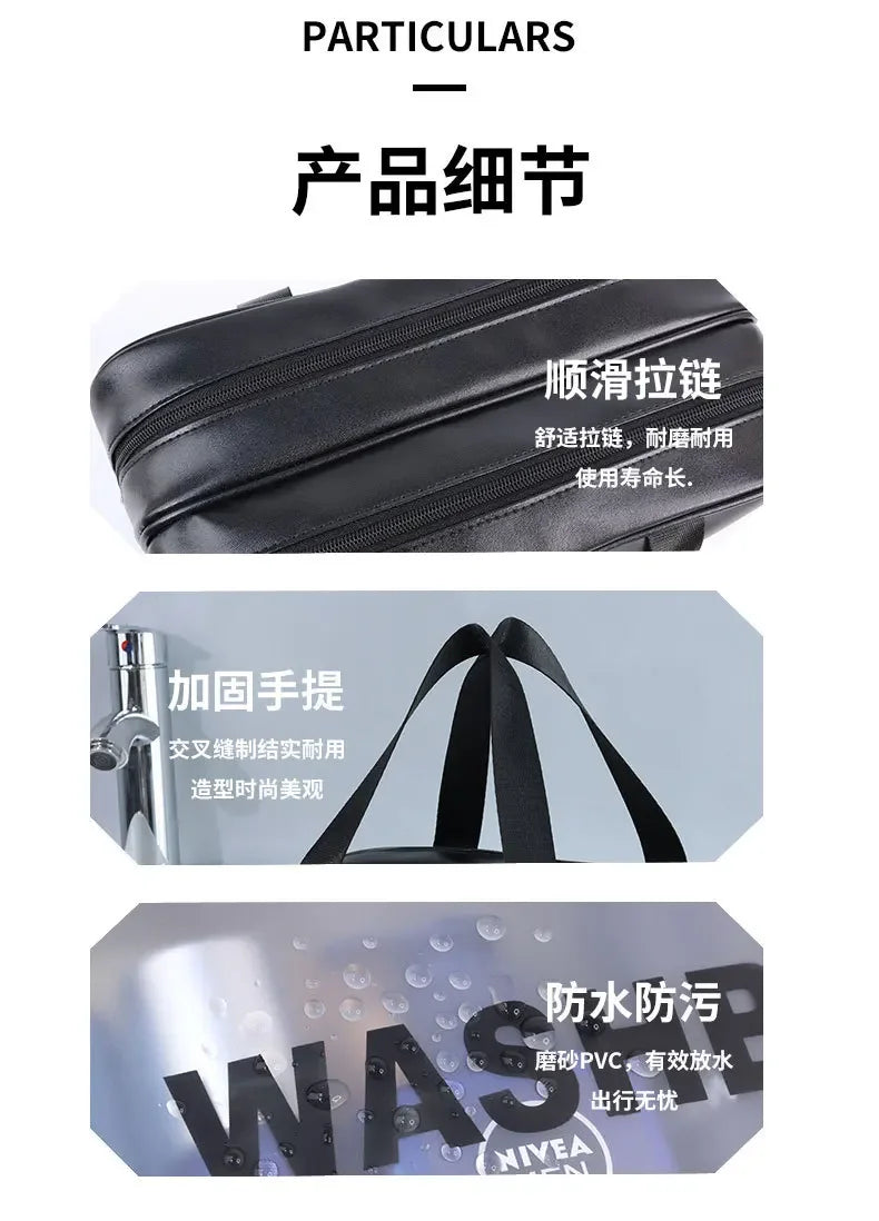 Dry-wet separation double transparent PU makeup bag portable washing bag cosmetic storage bag travel fitness swimming essentials - Smarsty