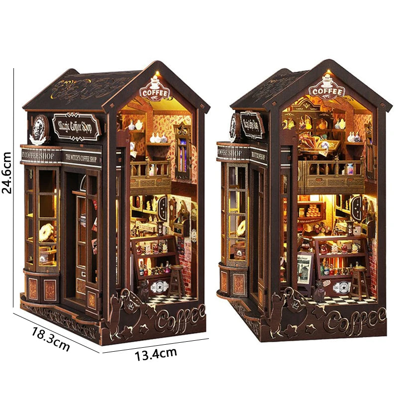 DIY Book Nook Kit 3D Miniature Wooden Doll House Photo Frame Ornament Bookshelf Insert Retro Booknook Decor For Birthday Gifts by Smarsty