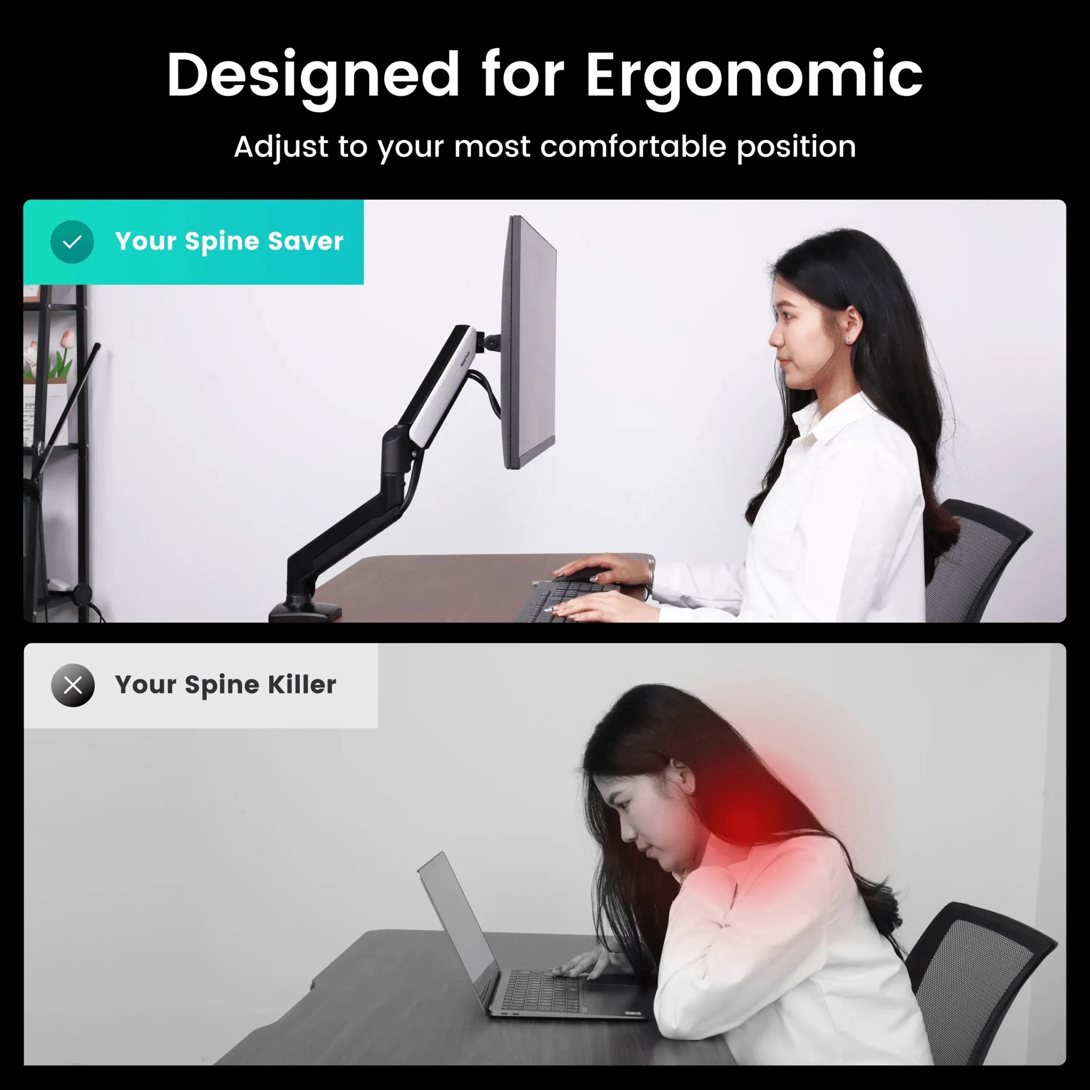 Nearhub MS-001 Monitor Arm Single Arm,Flexible Adjustment 180° Swivel, 360°Rotation Effortless Installation Monitor Arm