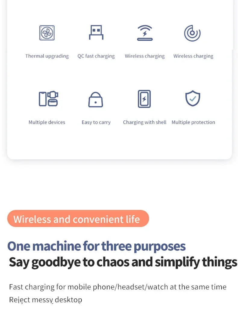 30W Ultrafast Wireless Charger Stand 3 in 1 with Holder - Smarsty