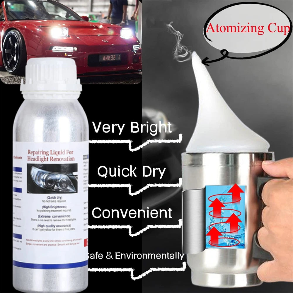 Headlight Polishing Set Auto Headlight Renovator Light Restoration Clean Car 300ml Polish Spotlights Headlights Renovation Kit - Smarsty