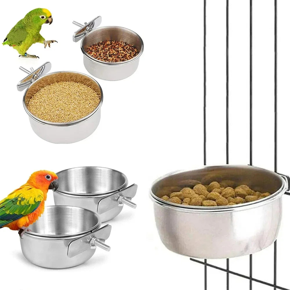 Stainless Steel Bird Feeder Bowl with Clamp Design - Smarsty