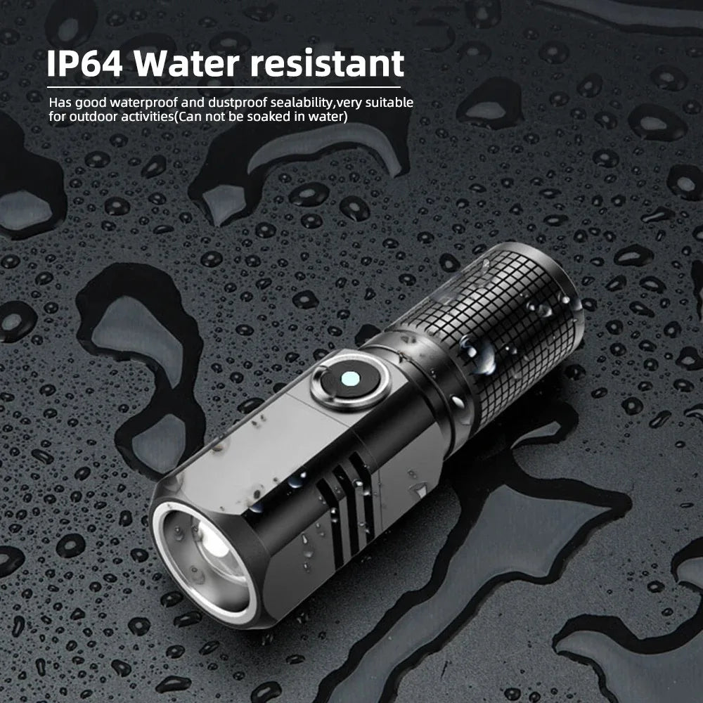 Mini Flashlight XHP50 LED USB C Rechargeable 16340 18650 Battery Flashlight 1500lm Powerful Torch Can Be Closed with One Click by Smarsty