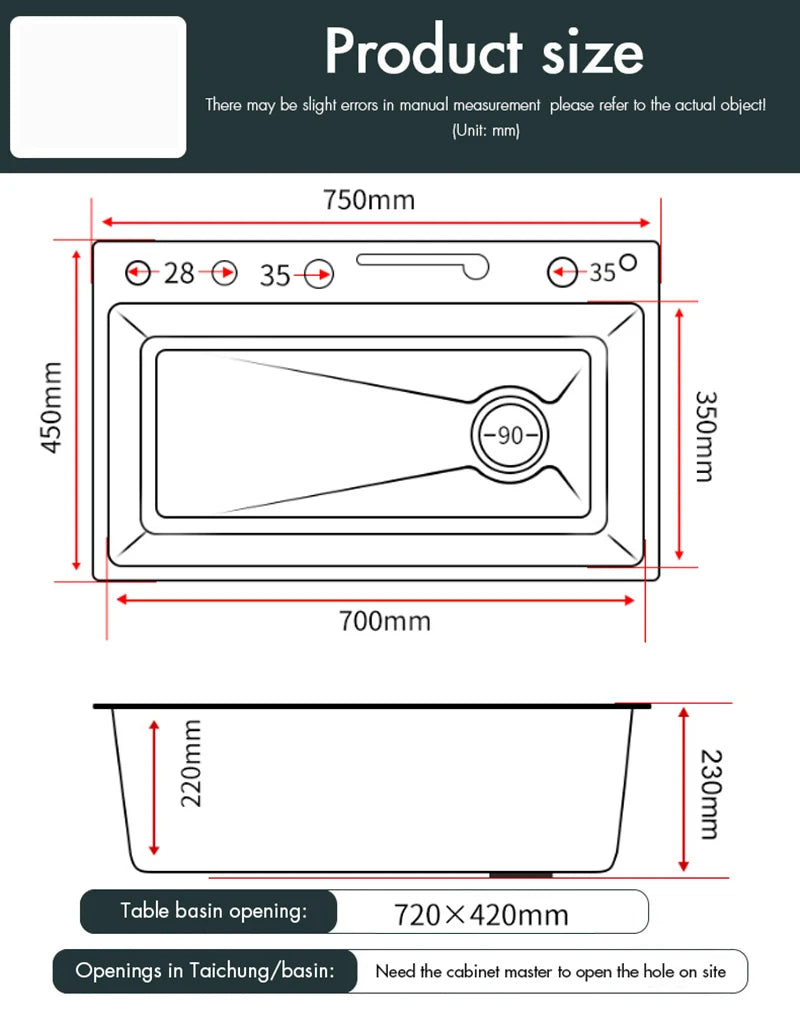 Large Stainless Steel Kitchen Sink with Digital Faucet Display - Smarsty