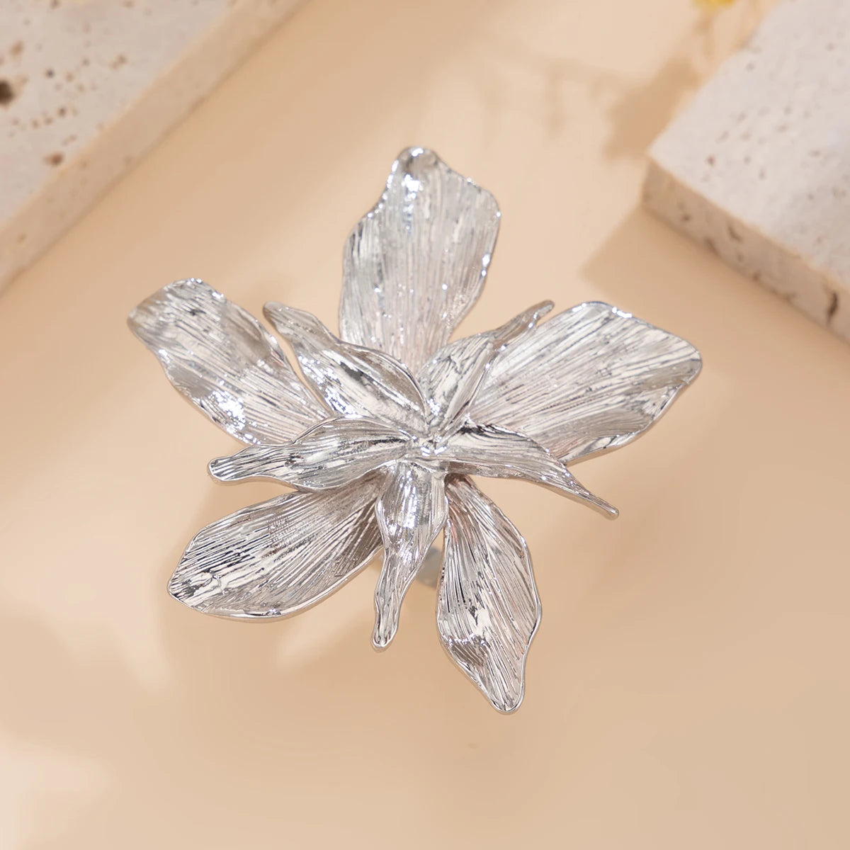 Double Layered Metal Flower Ring for Women - Smarsty