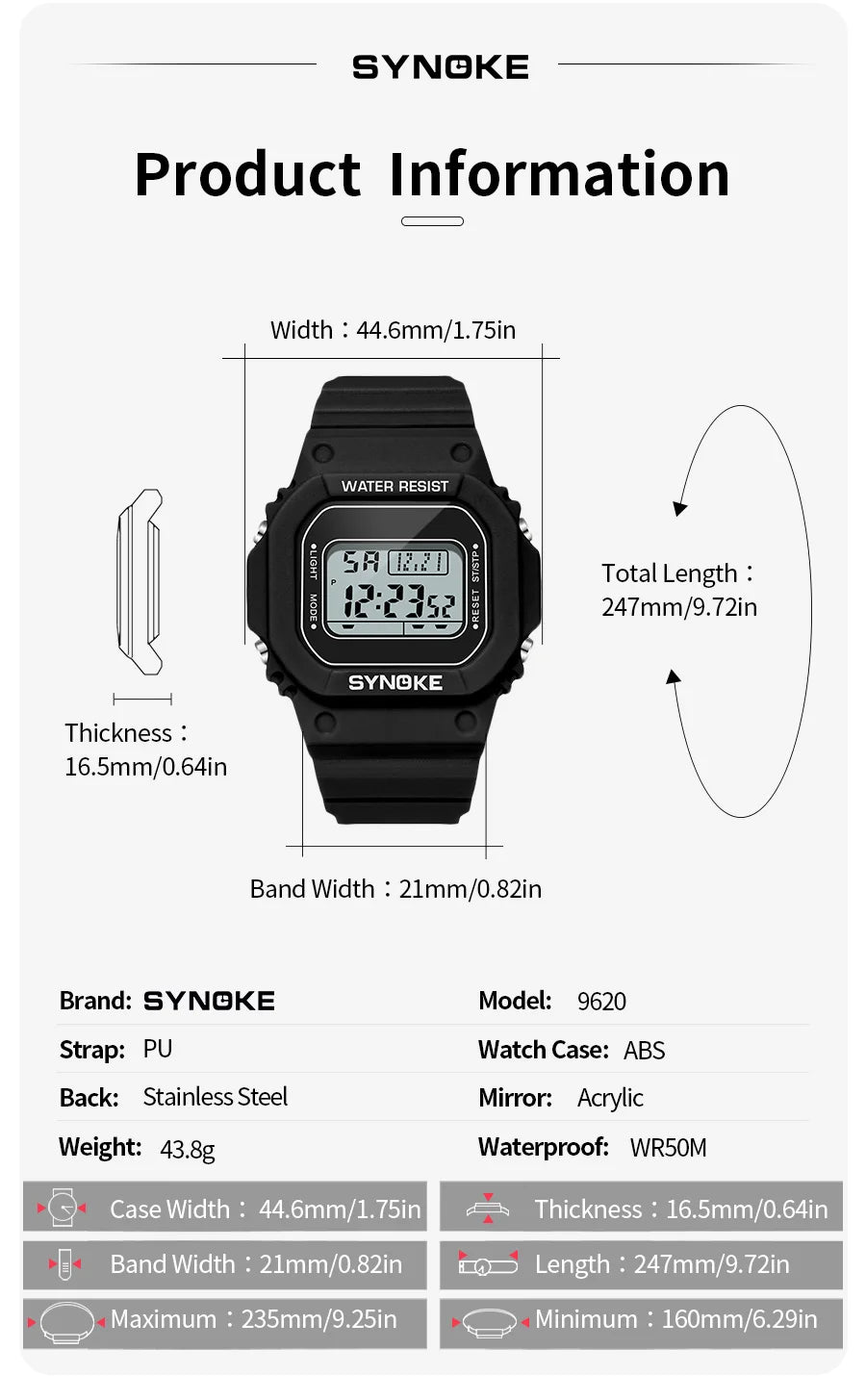 SYNOKE Outdoor Military Digital Watch for Men Waterproof Luminous Sports Timepiece - Smarsty