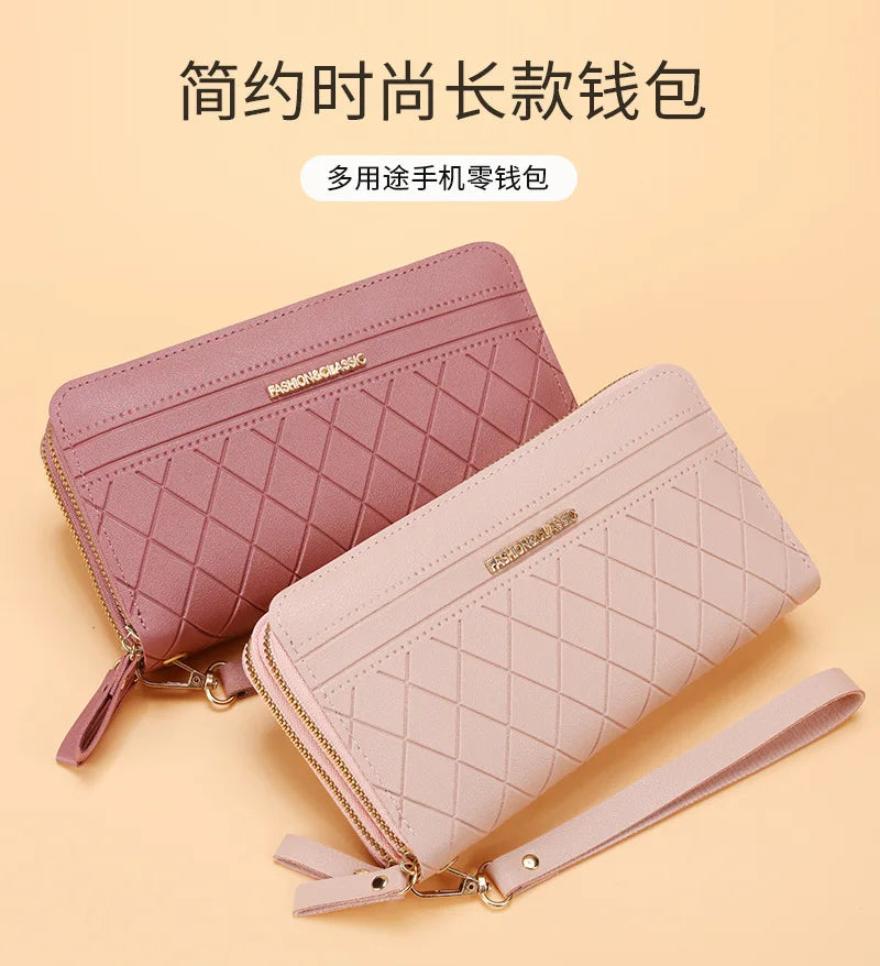 Long Women's Wallet Female Purses Tassel Coin Purse Card Holder Wallets Double Zipper Pu Leather Clutch Luxury Money Phone Bag - Smarsty