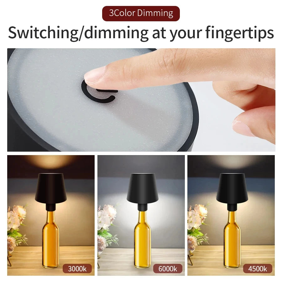 LED Table Lamp for Wine Bottles with Touch Control - Smarsty