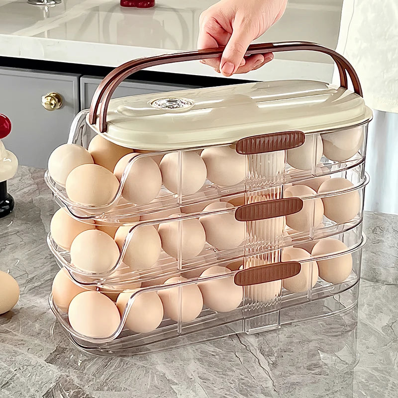 1PCS Home Refrigerator Egg Storage Box Automatic Rolling Eggs Holder Rack Egg Roller Organizer Kitchen Countertop Egg Shelf by Smarsty