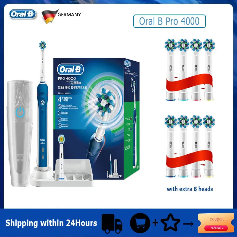 Oral B Electric Toothbrush Pro 4000 with Pressure Sensor - Smarsty