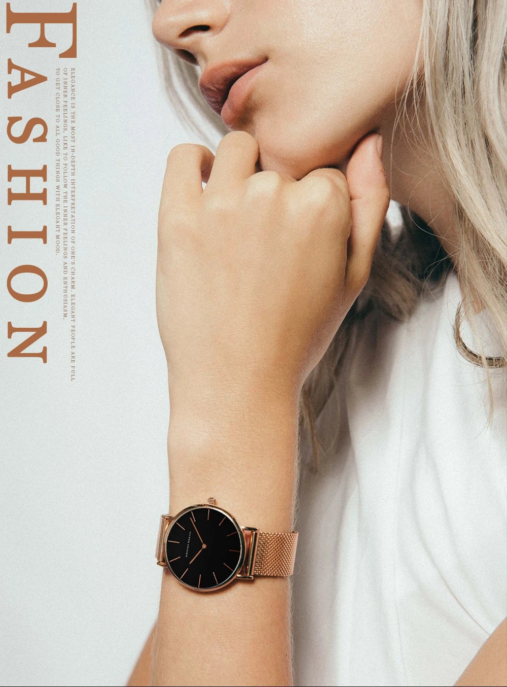 Rose Gold Women's Bracelet Watch with Japan Quartz Movement - Smarsty