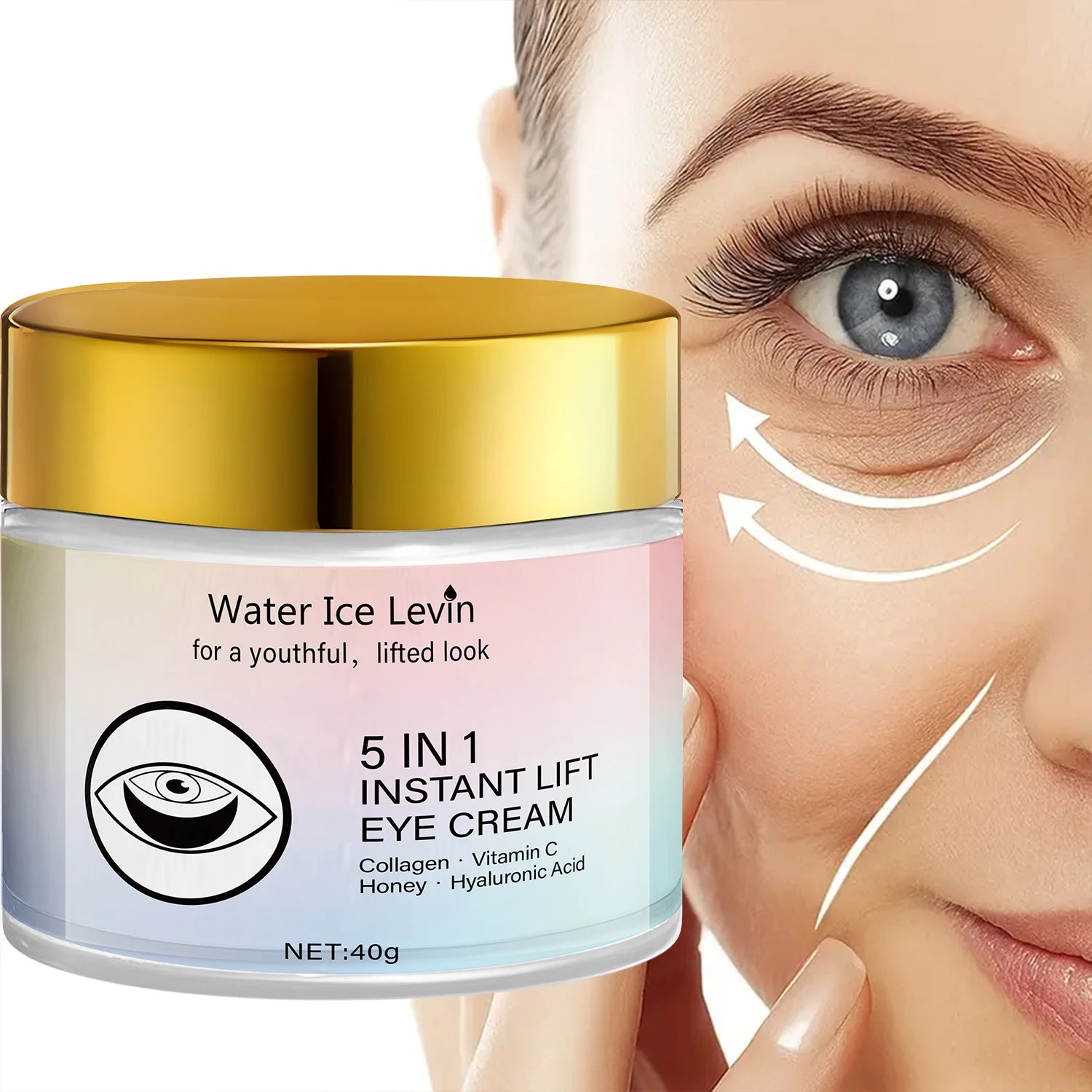 Collagen & Vitamin C Eye Cream 40g, Anti-Aging Firming Eye Treatment with Honey & Hyaluronic Acid, Fast Delivery - Smarsty