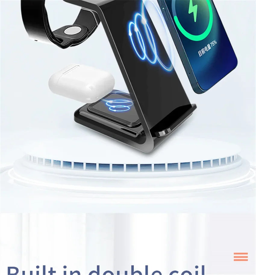 Three In One Wireless Charger Stand Fast Charging Dock - Smarsty