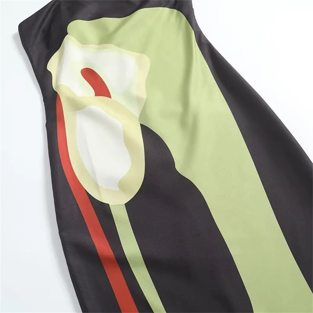 Sexy Strapless Backless Printed Long Dress Women Fashion Sleeveless Off Shoulder Vestidos 2024 Summer Lady Party Evening Robes - Smarsty