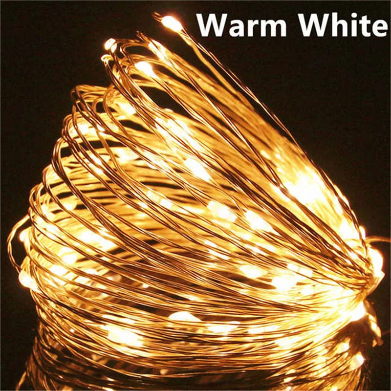 USB Led Fairy Lights Copper Wire String 20M 200LED Holiday Outdoor Lamp Garland For Christmas Tree Wedding Party Decoration - Smarsty