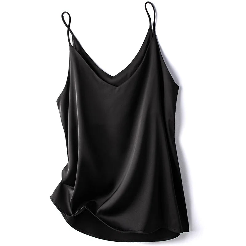 2024 Summer Camisole Slim Vest Sexy Women Sleeveless V-Neck Gray Tee Tank Tops Female Solid Black/White Korean Crop Tops Y2k