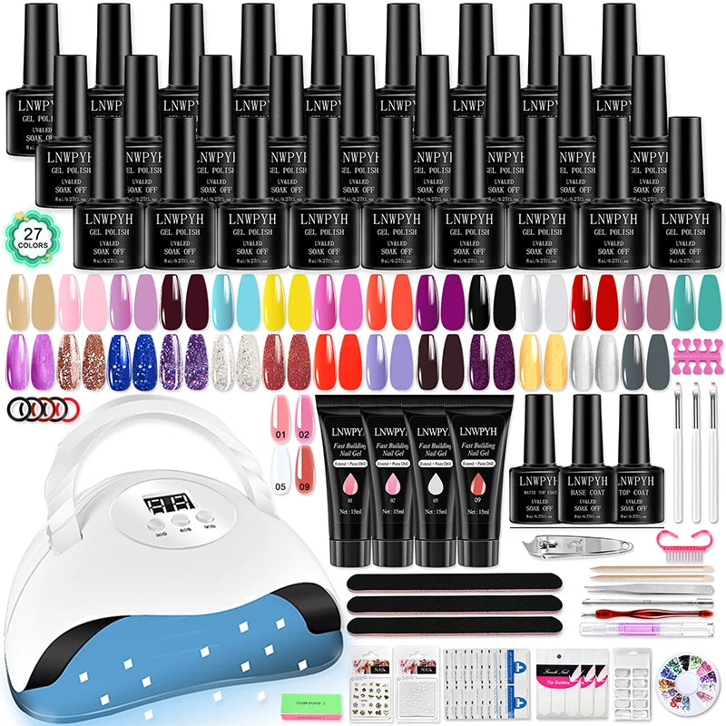 Nail Gel Polish Kit With LED Lamp 27 Colors - Smarsty