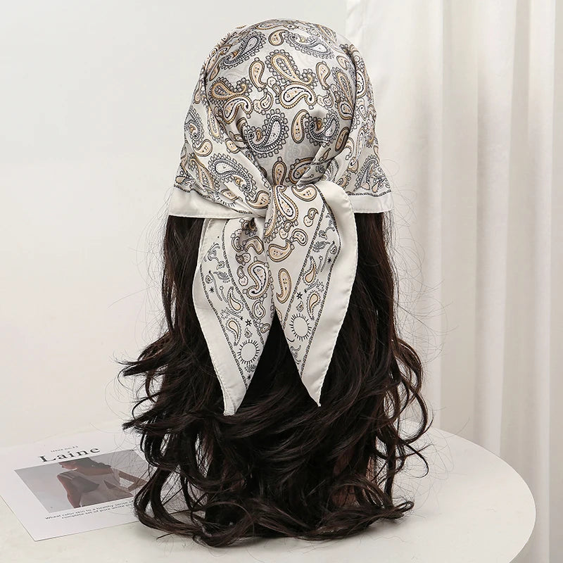Bohemian Floral Print Silk Scarf for Women Sun Protection - Smarsty