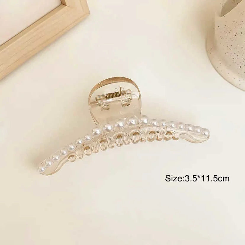 Large Pearl Hair Claw Clip Acrylic Fashion Barrette Stylish - Smarsty