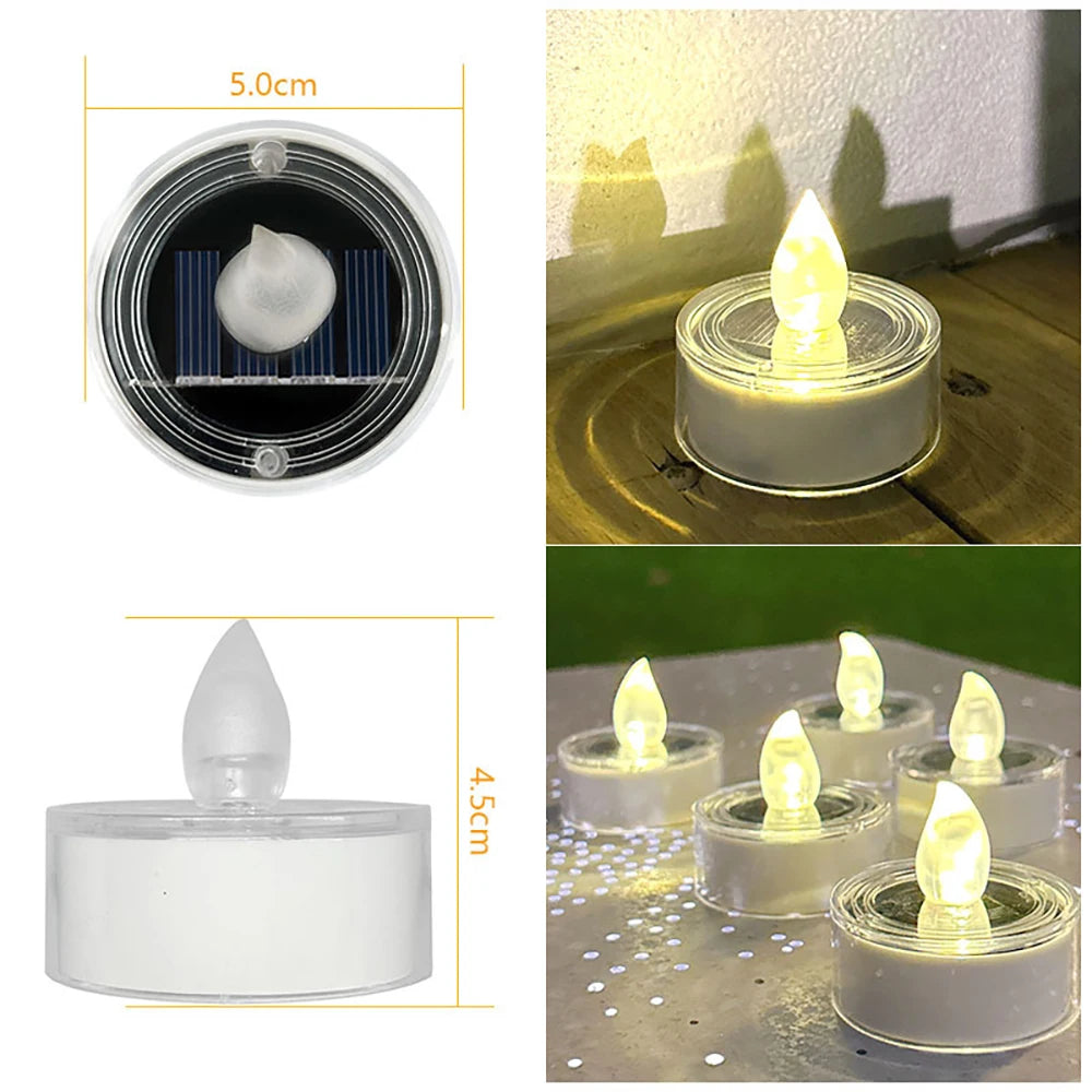 Solar Tea Light LED Candles Waterproof Rechargeable For Outdoor Decor - Smarsty