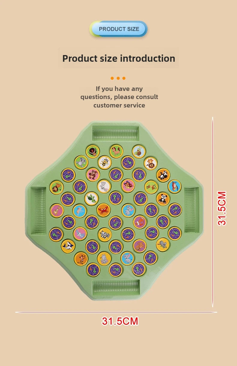 Kids Battle Chess Educational Toy Observation Concentration Training Fun Animal Flip Chess Parent-child Interactive Game Toys by Smarsty