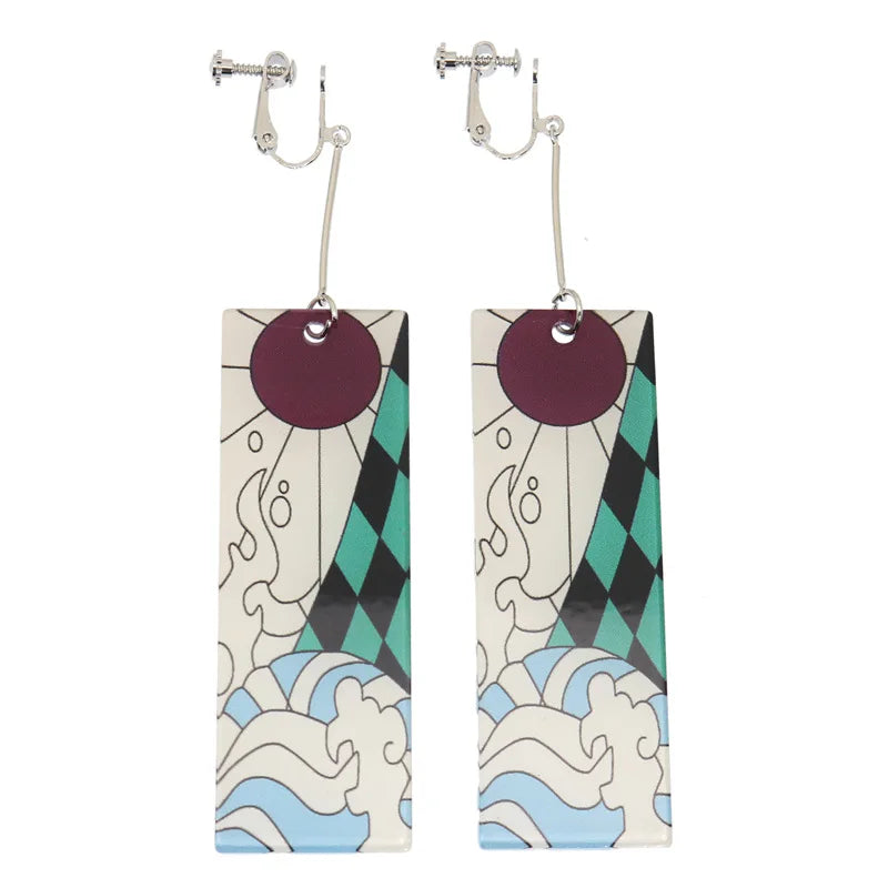 Acrylic Tanjiro Earrings for Women Anime Cosplay Jewelry - Smarsty