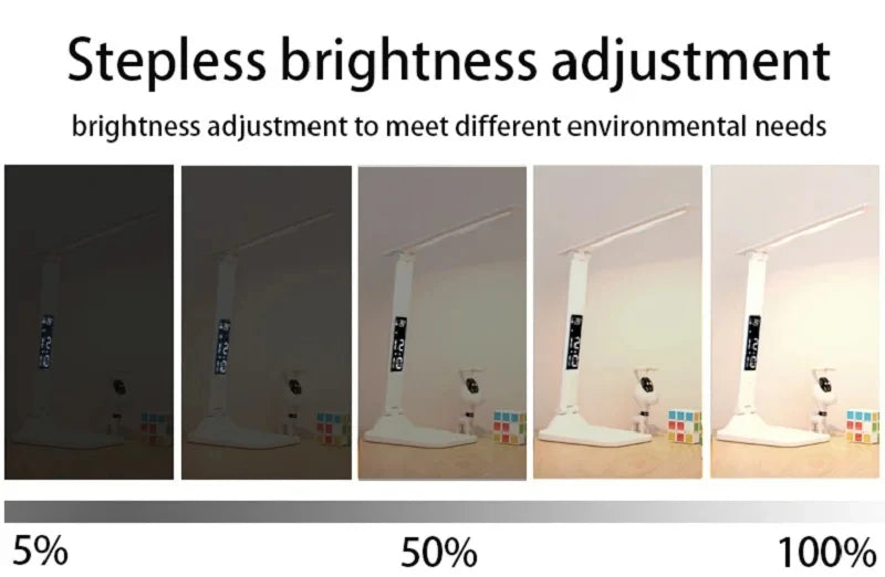 Dimmable USB Folding Desk Lamp with Alarm Clock - Smarsty