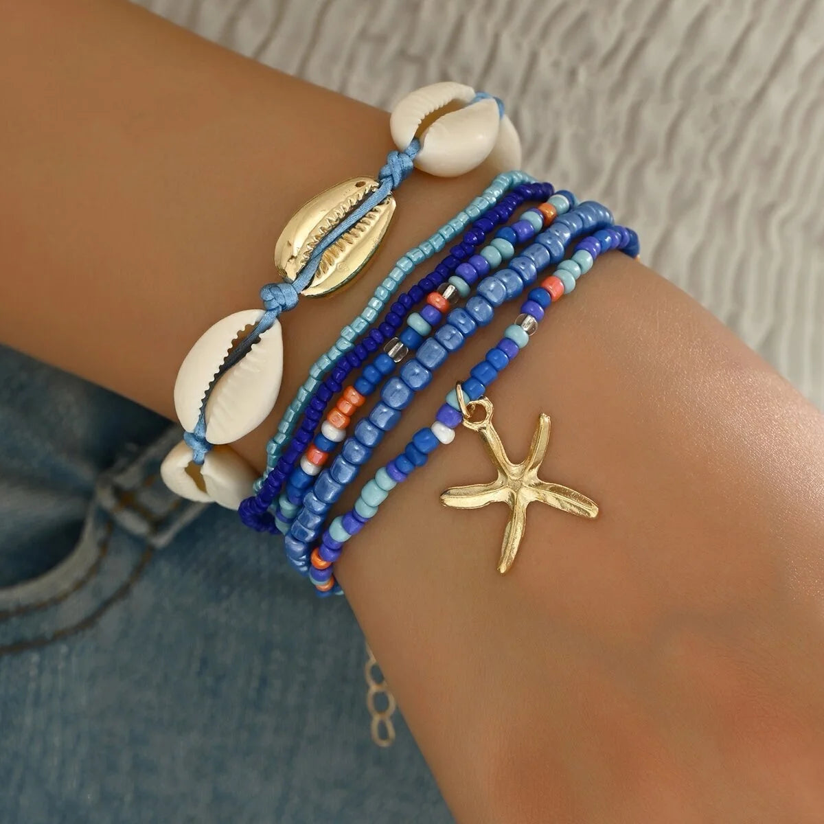 Summer Women's Bohemian Shell Bracelet Set with Starfish - Smarsty