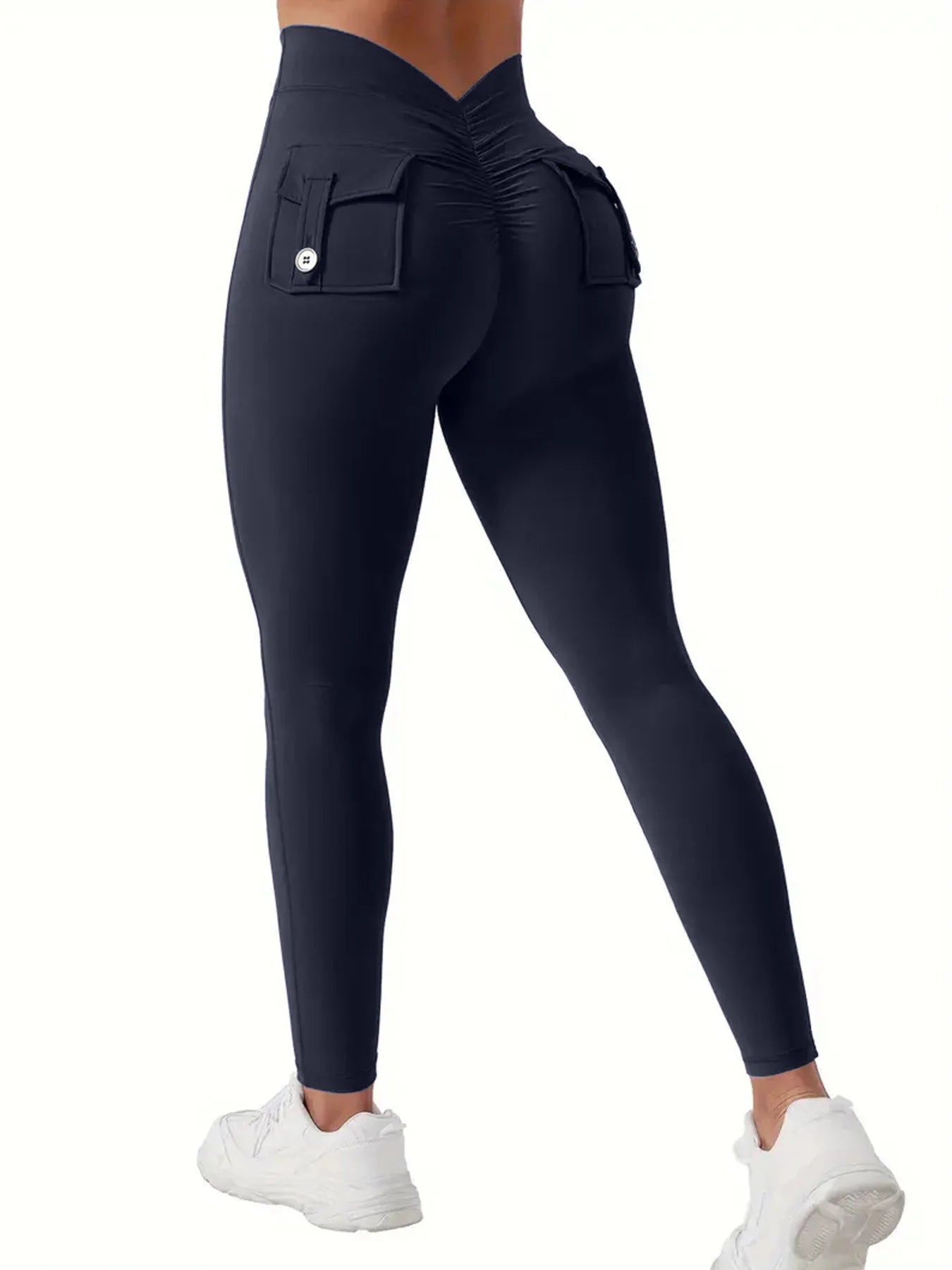 Women's Nylon Yoga Leggings With Buttocks Pocket Spandex Sports Fitness Pants Breathable Hip Lifting - Smarsty