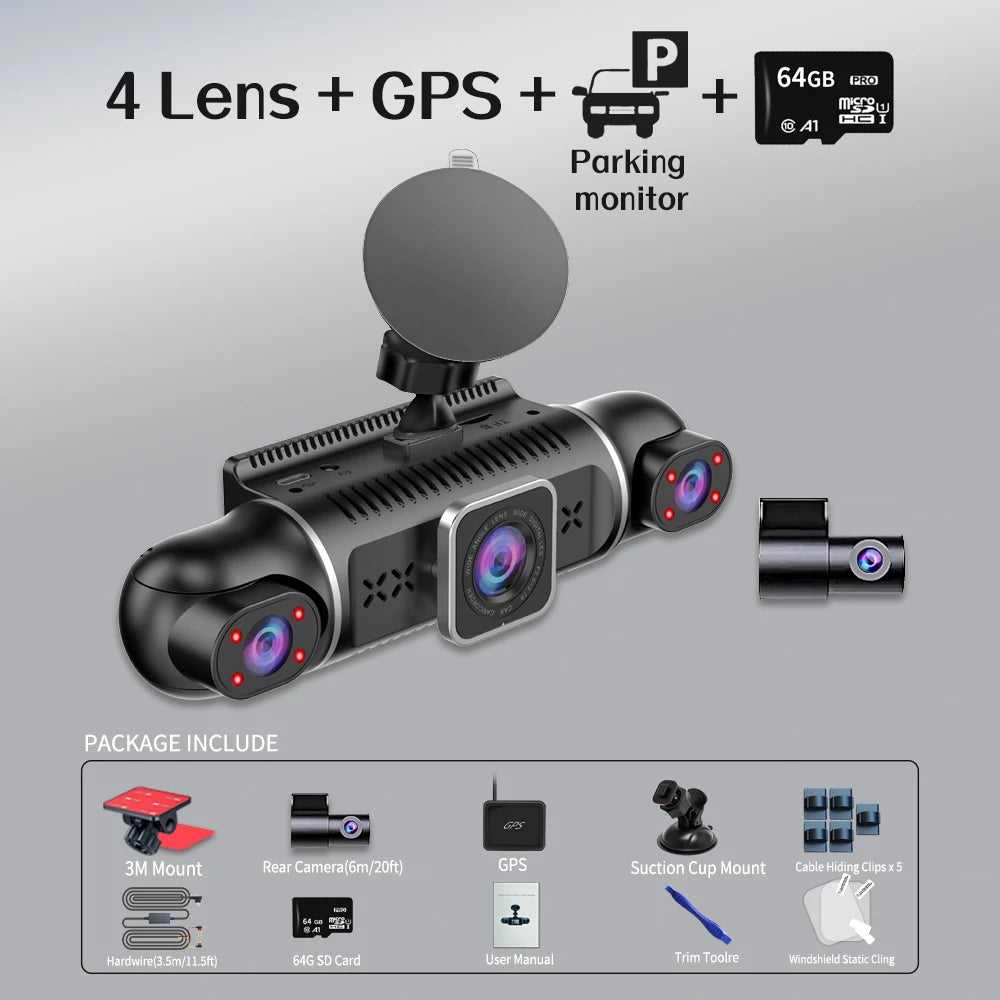 360 Degree Car Dash Cam With GPS WiFi 1080P Recording - Smarsty