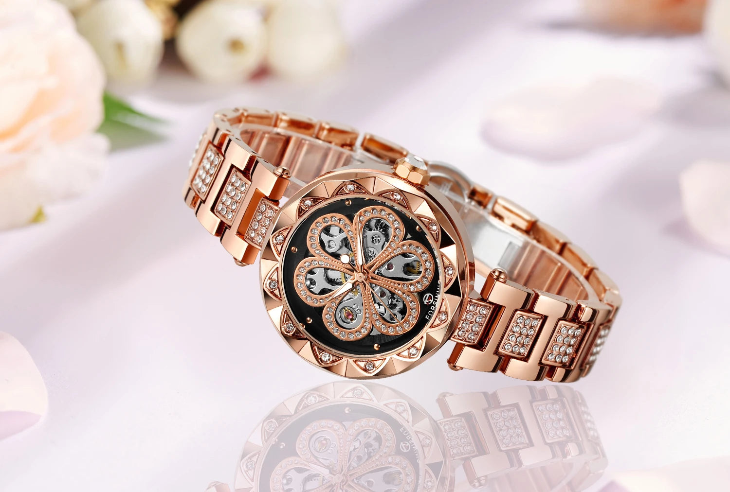 Forsining Women's Skeleton Watch with Luminous Hands - Smarsty