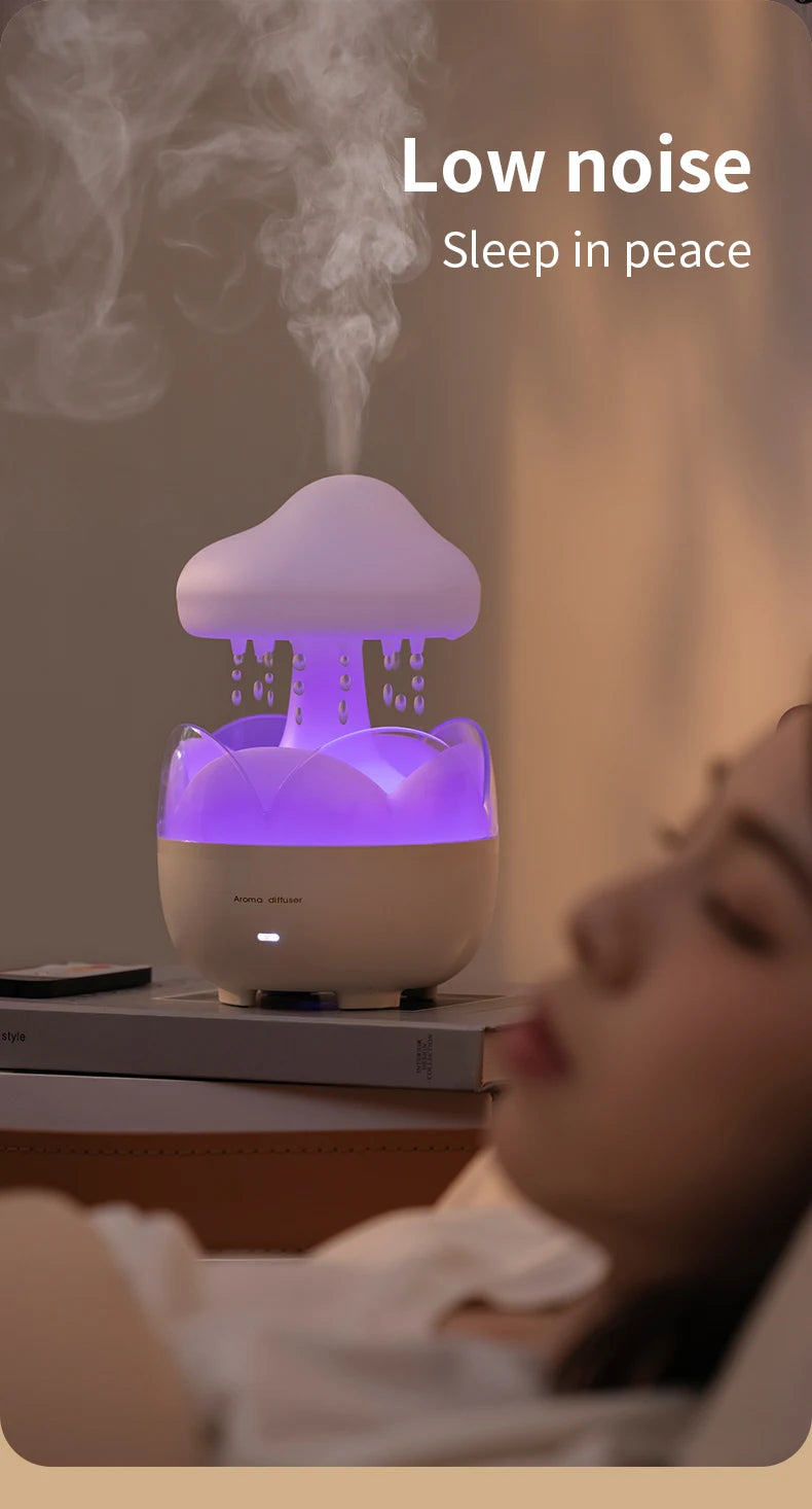 Mushroom Rain Humidifier and Aroma Diffuser with Colorful Night Lights - Smarsty
