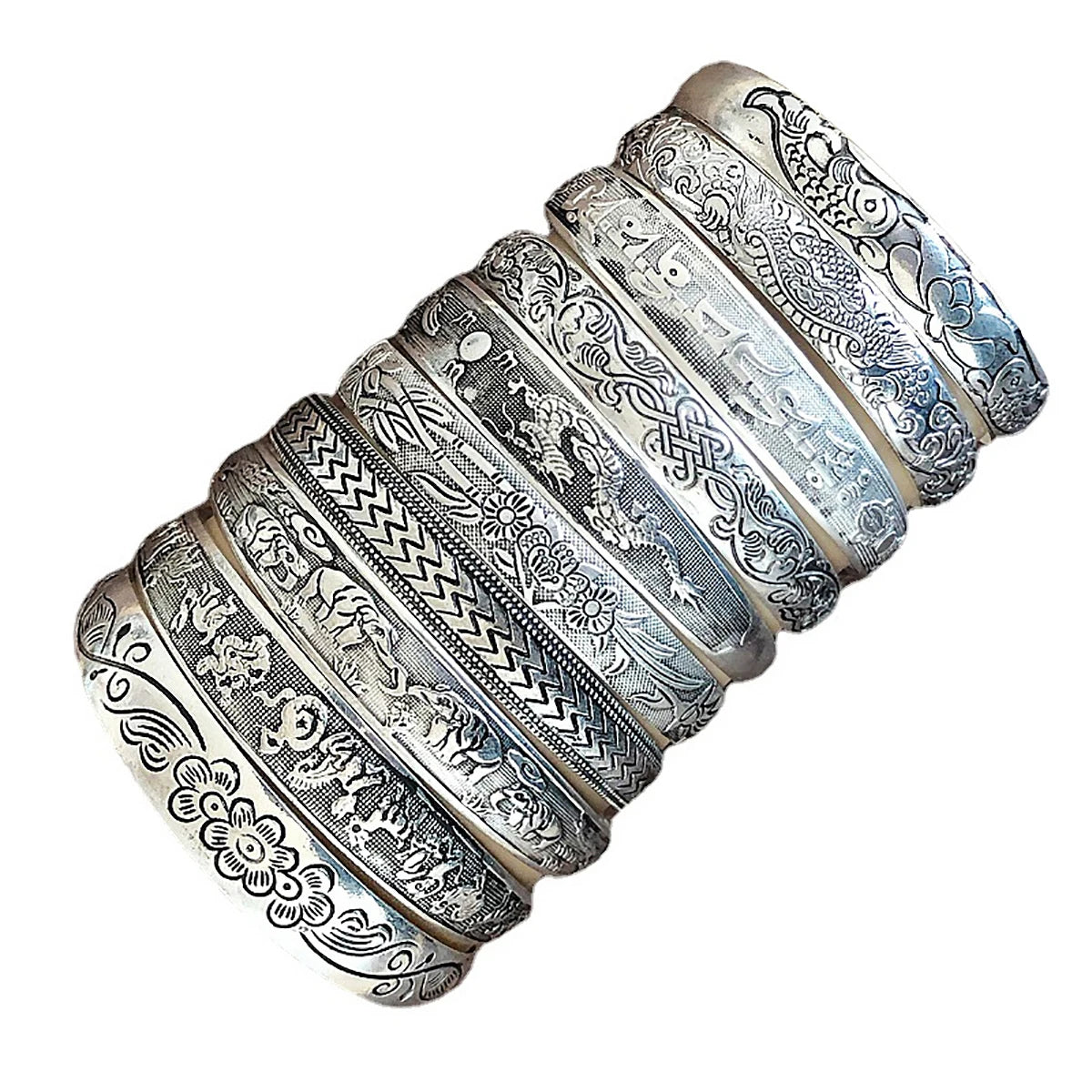 Vintage Tibetan Silver Cuff Bracelet for Unique Style - Smarsty
