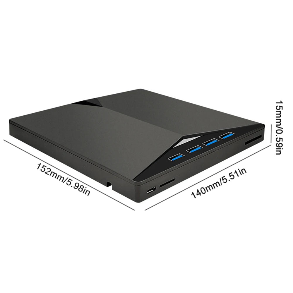 7 In 1 USB3.0 Type-C External Mobile Drive CD DVD Burner Plug-and-Play Slim for Windows 11/10/8/7/Linux/ OS