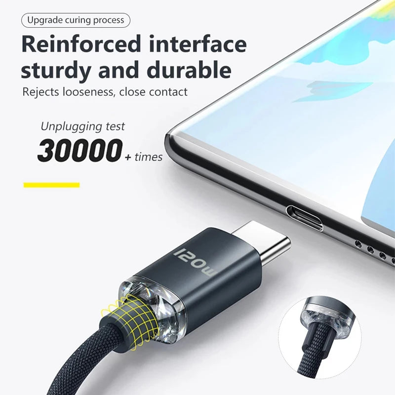 120W USB Type C Cable Type C to Type C Fast Charging Cord USB C Quick Charge Phone Cables For Samsung Xiaomi Huawei Realme - Smarsty