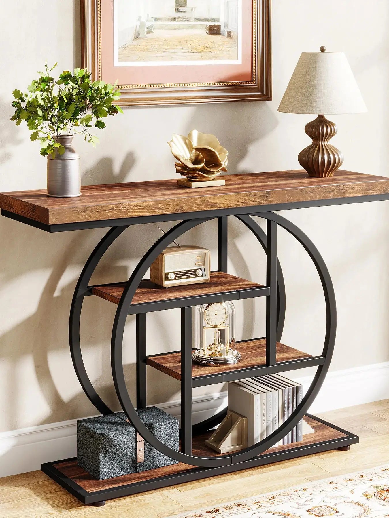 Console Table, 4-Tier Entryway Table, 41.3-Inch Industrial Sofa Table for Living Room, Foyer Hallway Table for Entrance
