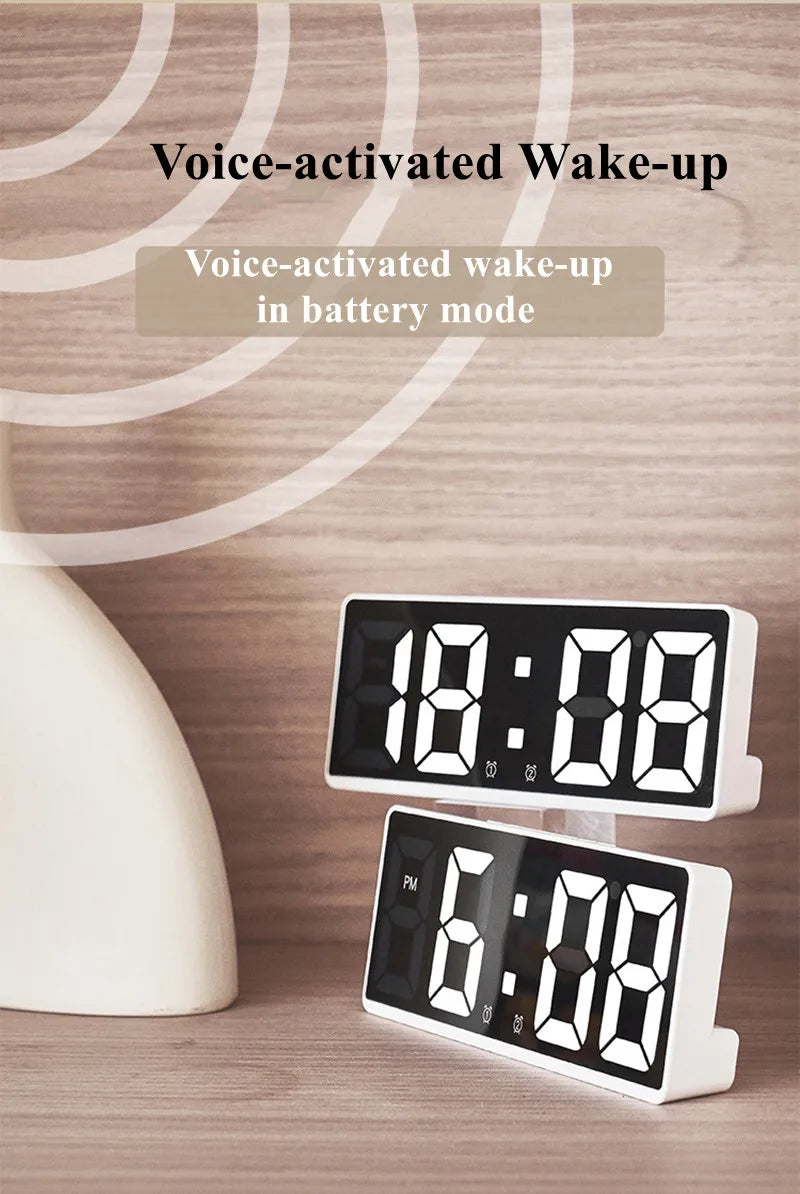 Acrylic Digital Alarm Clock with Voice Control Feature - Smarsty