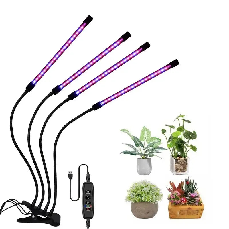 USB LED Plant Grow Light Indoor Garden 5 Dimmable Levels Grow Light Full Spectrum Timer Setting Hydroponic Greenhouse 3H/9H/12H