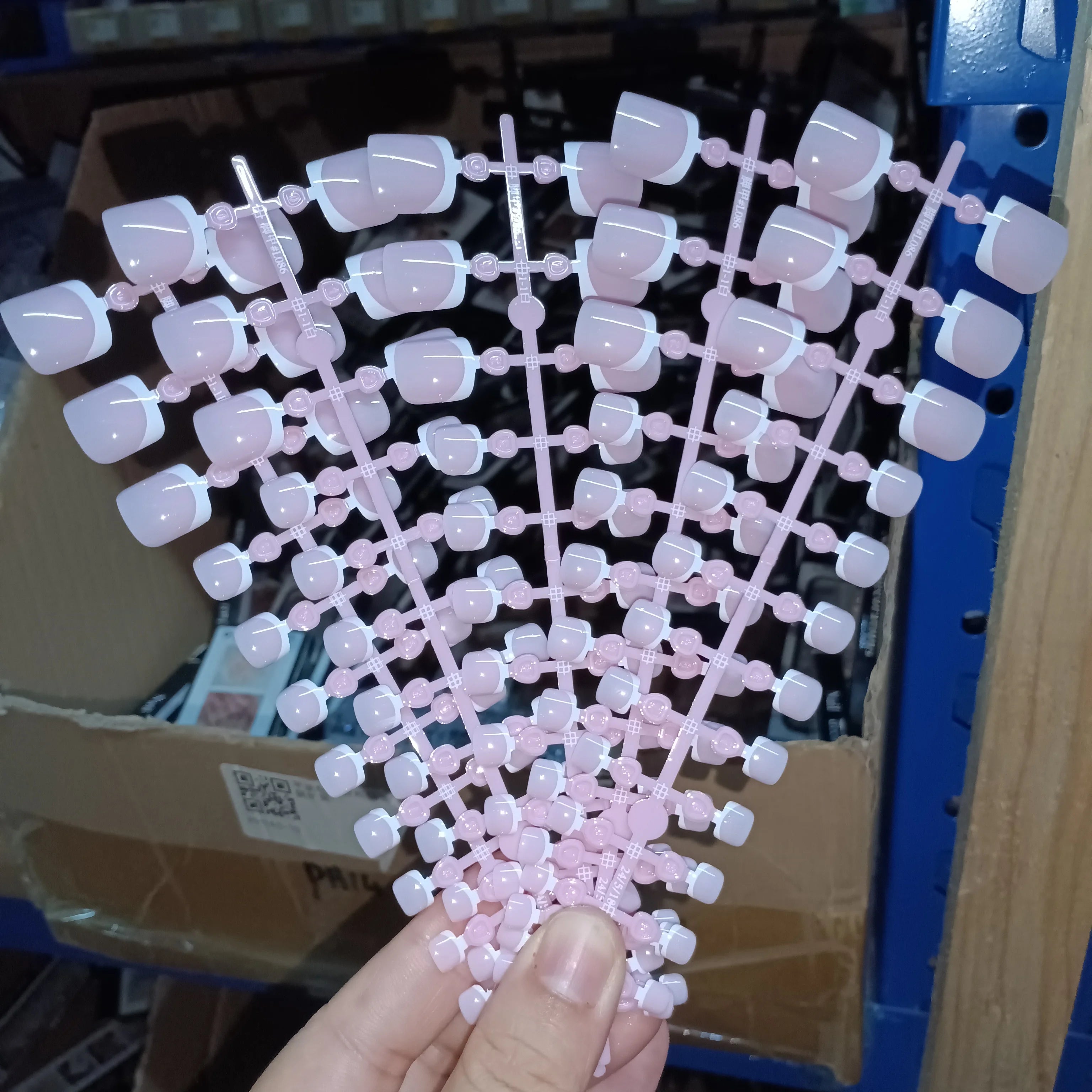 120 Pieces Pink Square Toe Nail Tips Full Cover Extensions - Smarsty