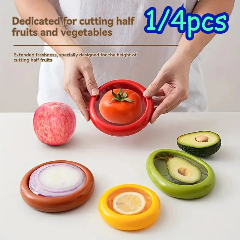 1/4Pcs Silicone Lid Vegetable Crisper Food Storage Box for Scallion Fruits Kitchen Storage Organization Reusable Accessories by Smarsty
