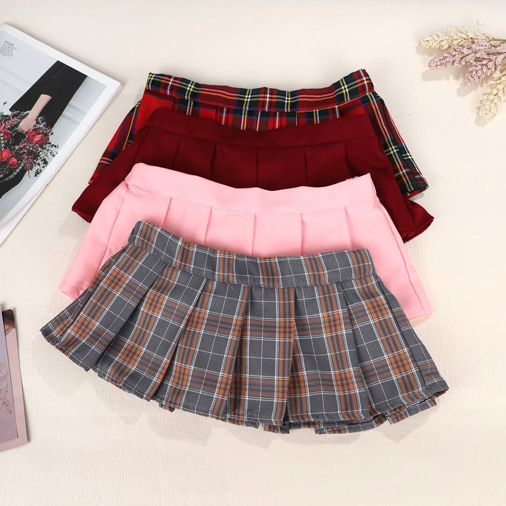 Ultrashort Jk Skirts Plaid Cosplay Costume Skirt Japanese Style Summer Schoolgirl Pleated Skirts Vintage Sexy Clubwear Skirt - Smarsty