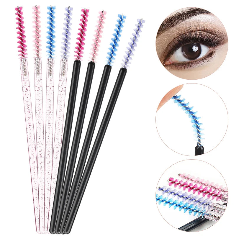50 Pcs Disposable Eyelash Brushes with Diamond Handles - Smarsty