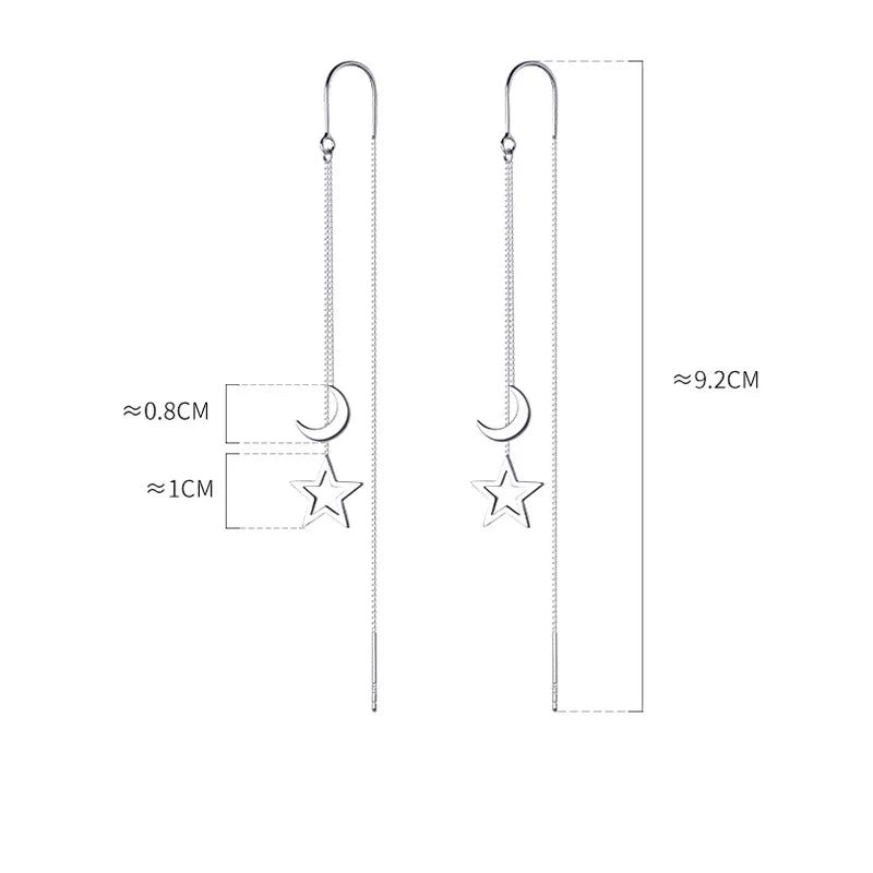 925 Sterling Silver Star Earrings with Tassel Design for Women - Smarsty