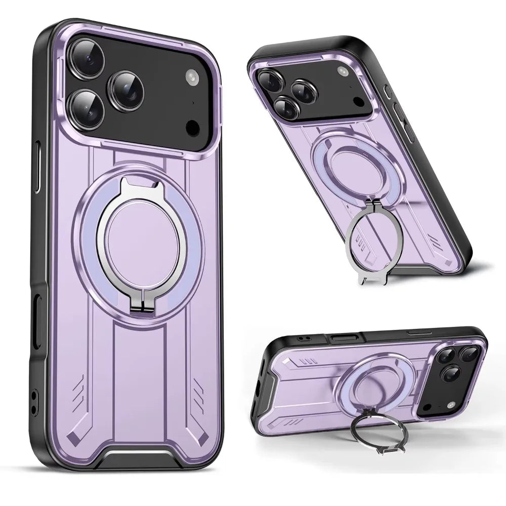 Magnetic Phone Case with 360° Rotate Stand for IPhone 17 16 15 14 13 12 11 Pro Max Plus For Magsafe Wireless Charge Armor
