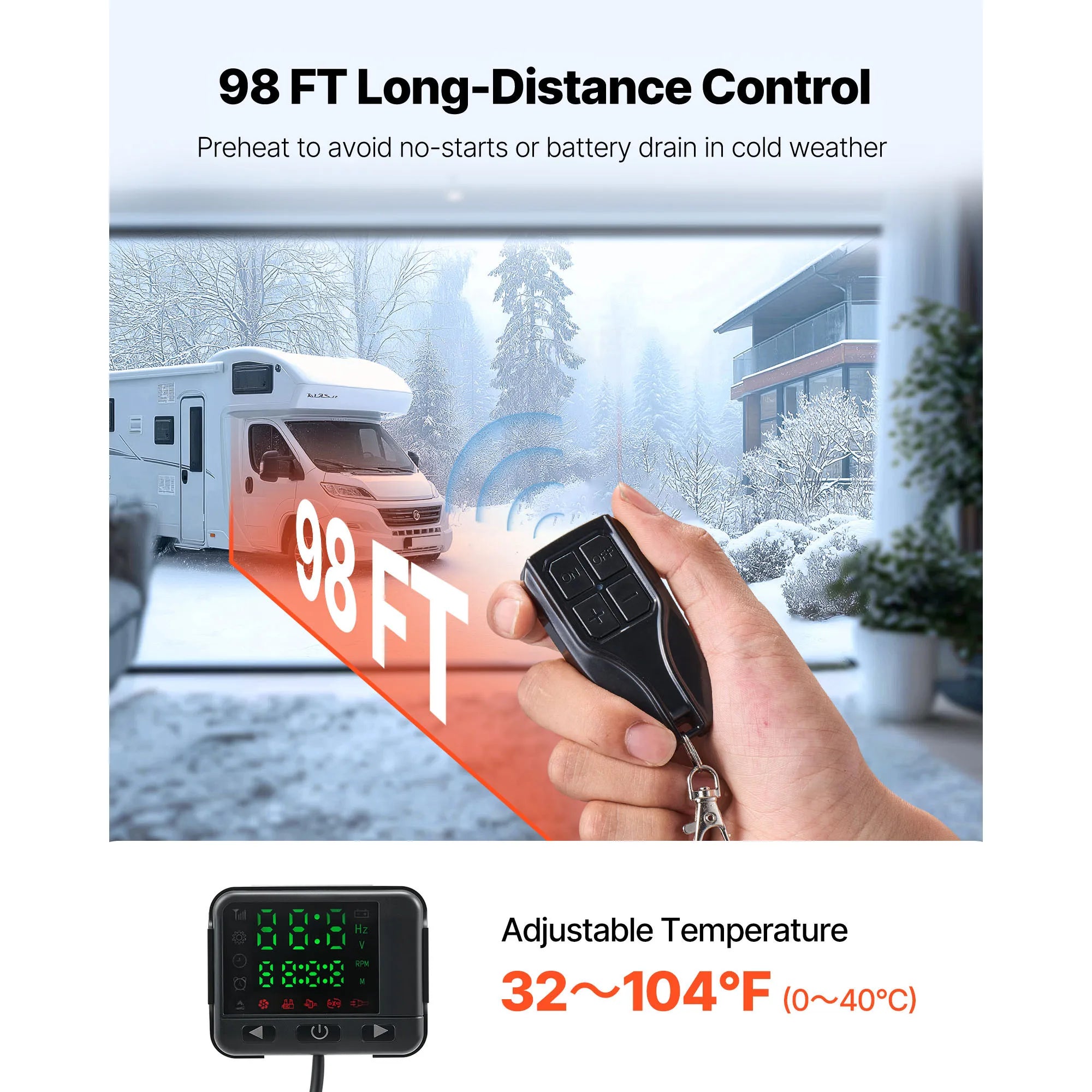 SucceBuy 8KW Diesel Air Heater DC12-24V Diesel Parking Heater with Remote Control Voice Announcement Car Heater Fit for RV Truck