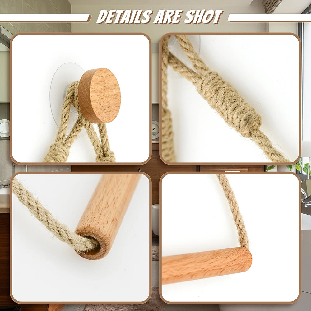 Wooden Wall Mounted Toilet Paper Holder with Towel Rack - Smarsty