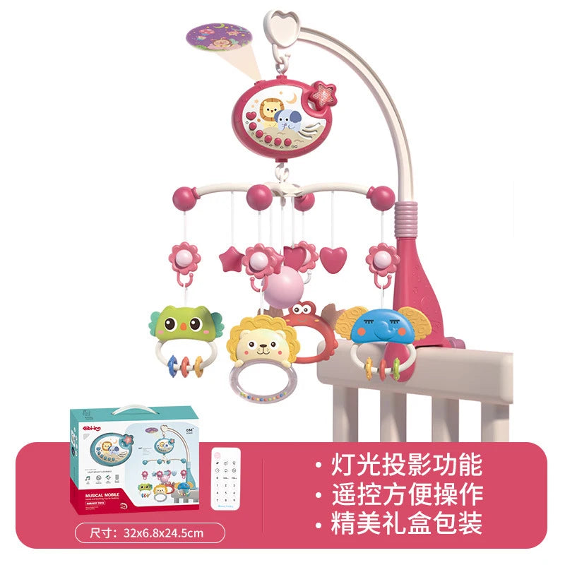 Musical Baby Crib Mobile with Lights Music Projection for Infants 0-6 Months Remote Control Crib Toys for Newborn Baby Mobile by Smarsty