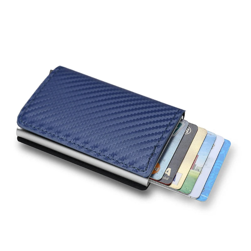 Anti Rfid Carbon Fiber ID Credit Card Holder Men Wallets Mini Automatic Pop up Bank Cardholder Case Minimalist Vallet Choice