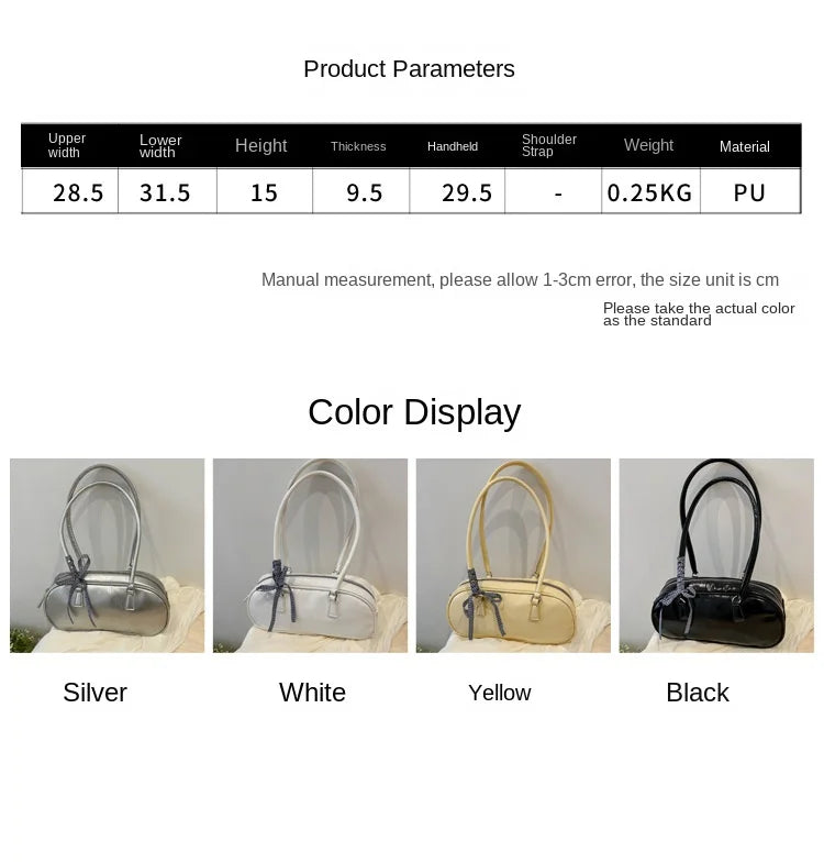 Large Capacity Silver Women Shoulder Bag Daily Use Casual - Smarsty